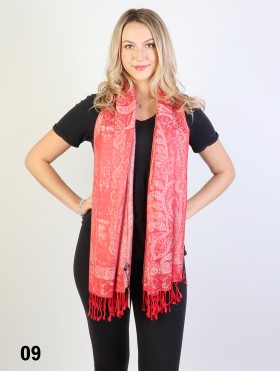 Solid Tone Paisley Print Pashmina